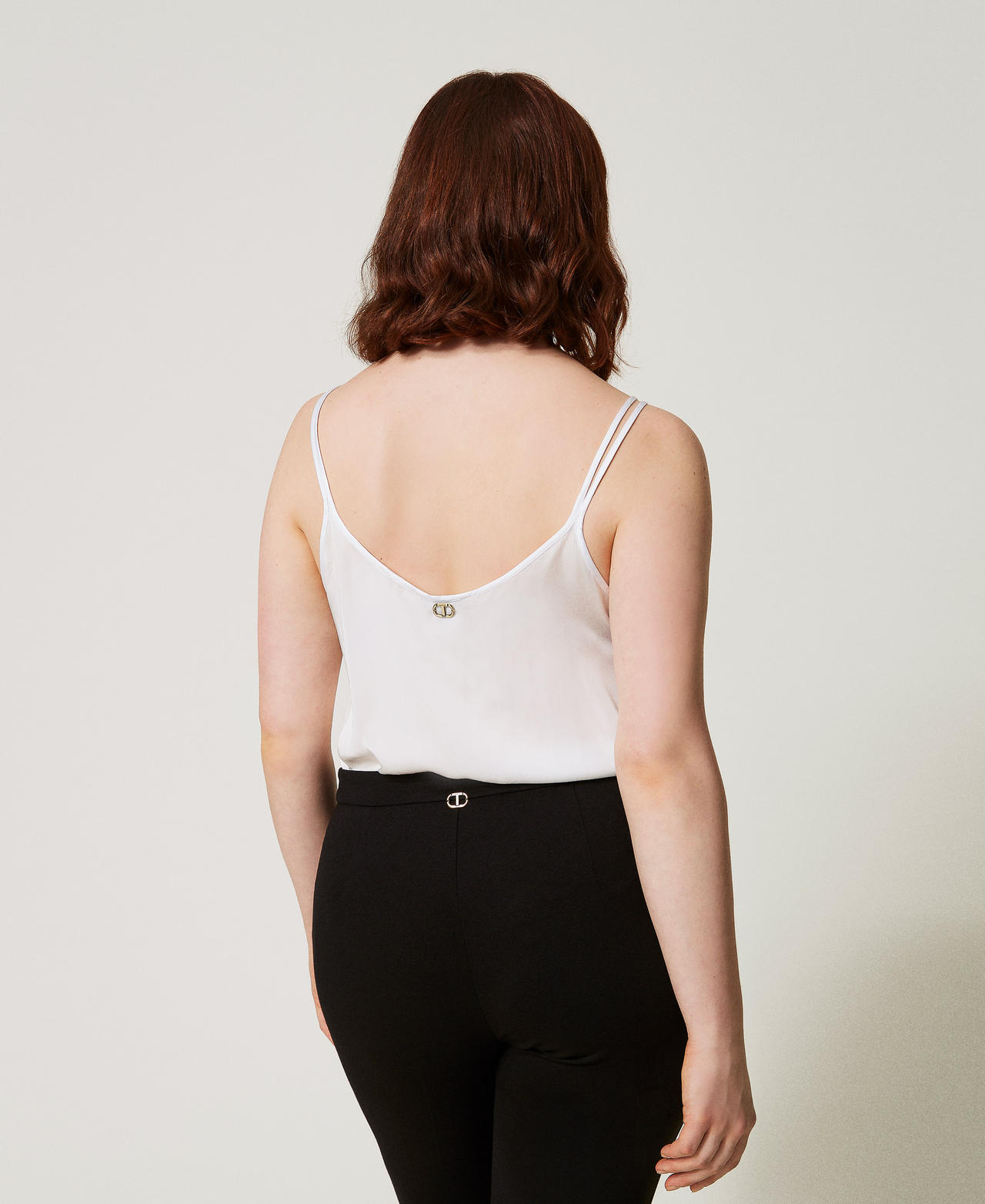 Satin top with embroidery White Snow Woman 251TP2371_00282_03