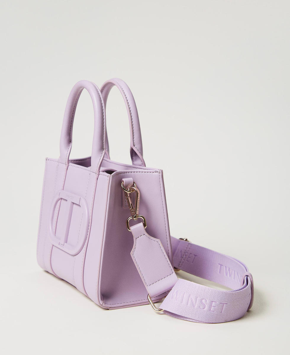 Borsa a tracolla effetto pelle con Oval T Pastel Violet Bambina 251GJ8013_11862_02