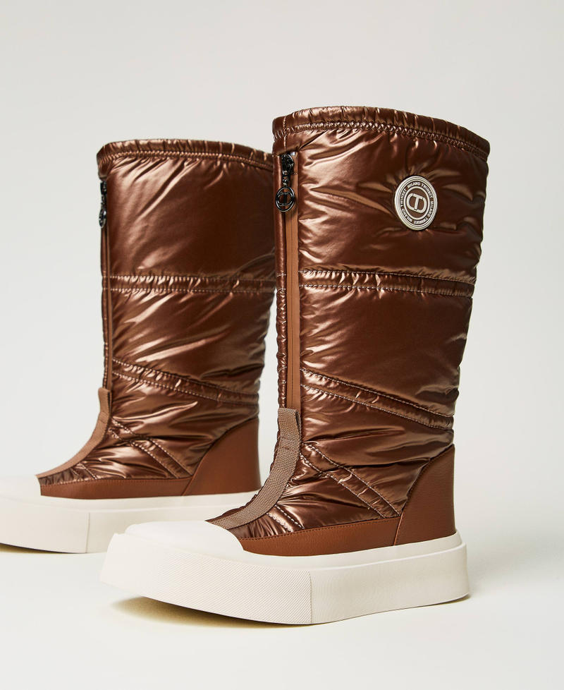 Padded boots with logo Dark Chocolate Brown Woman 242TGT200_00263_02