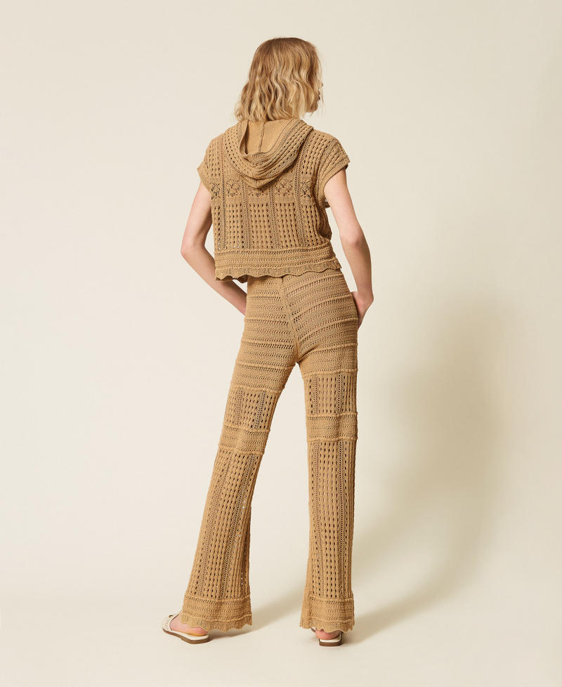 Check knit trousers Cork Brown Woman 261TT3262_13452_03