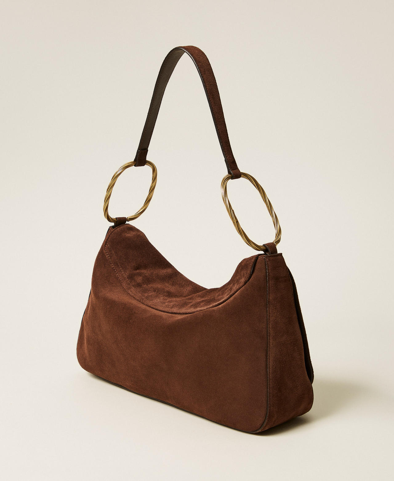 Borsa &lsquo;Liliane&rsquo; grande in suede Coffee Liqueur Donna 261TD8560_12110_03