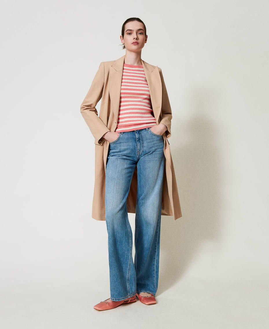 Double-breasted trench coat with logo buttons Rope Beige Woman 251TP2210_12145_T0