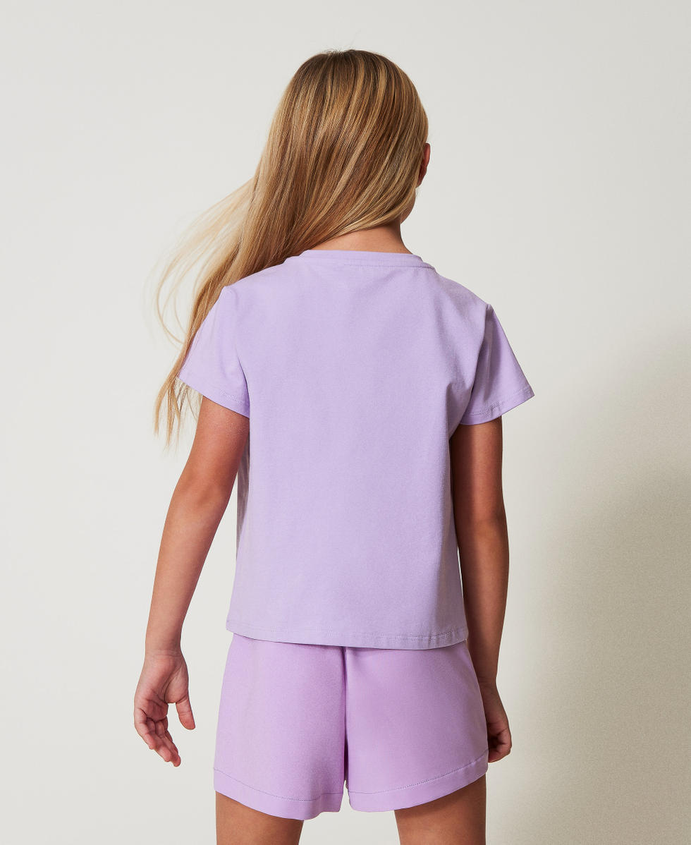 T-shirt avec Oval T strass&eacute; Pastel Violet Fille 251GJ2485_11862_03