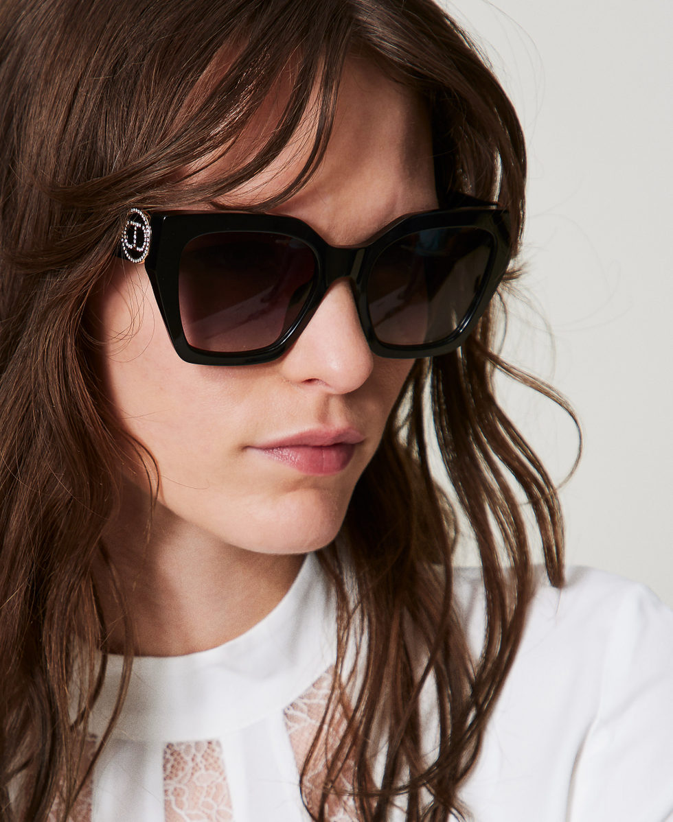 Oversized square sunglasses Woman, Black | TWINSET Milano
