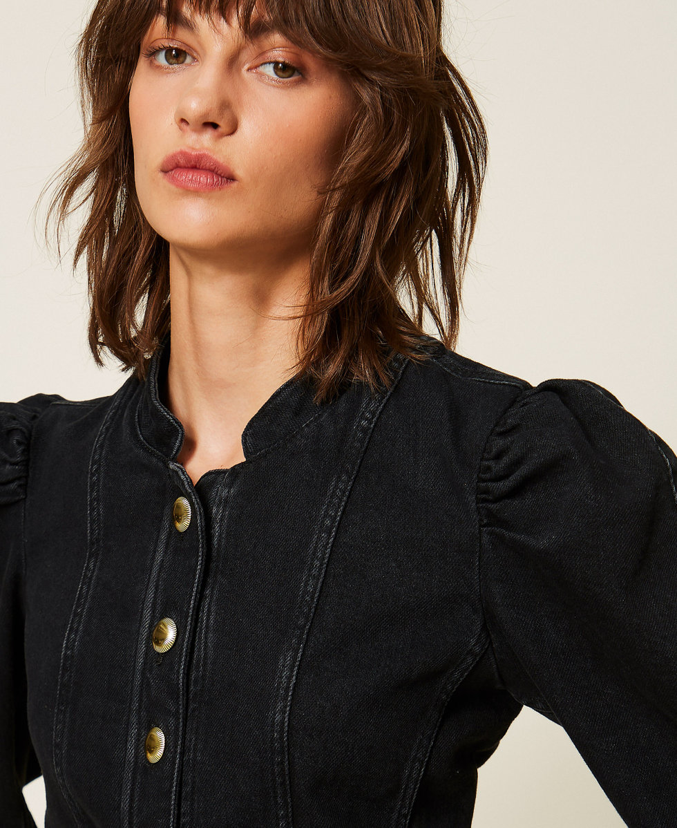 Giacca fitted in jeans nero Denim Nero Donna 262TP2520_01103_04