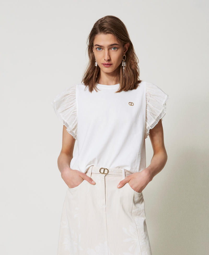 T-shirt with fil coup&eacute; sleeves White Snow Woman 251TT2370_00282_01