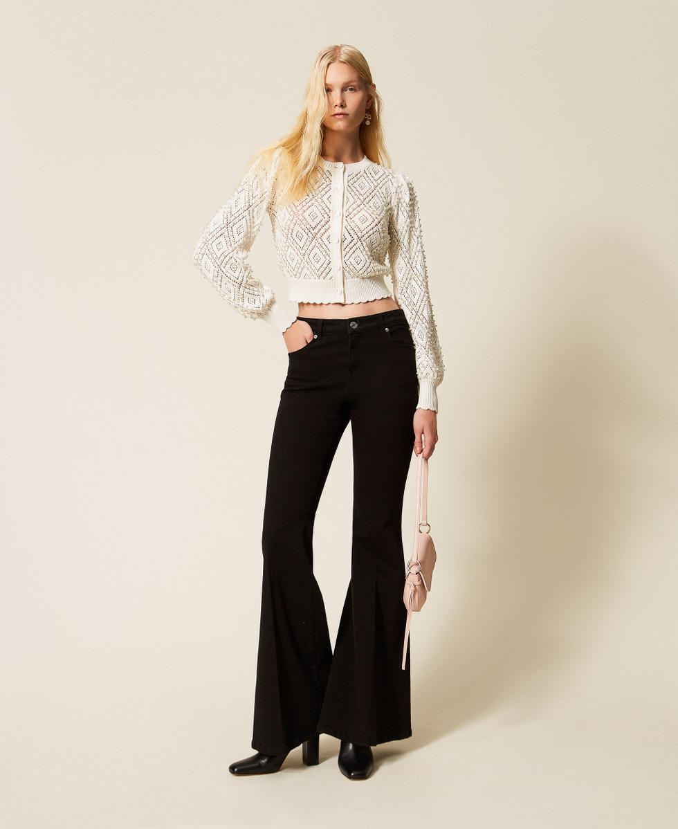 Cotton bull flared trousers