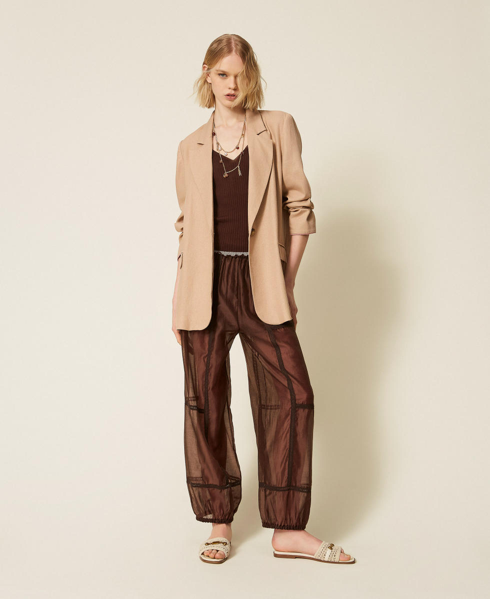 Blazer en lin m&eacute;lang&eacute; Natural Beige Femme 261TF2020_12559_T0