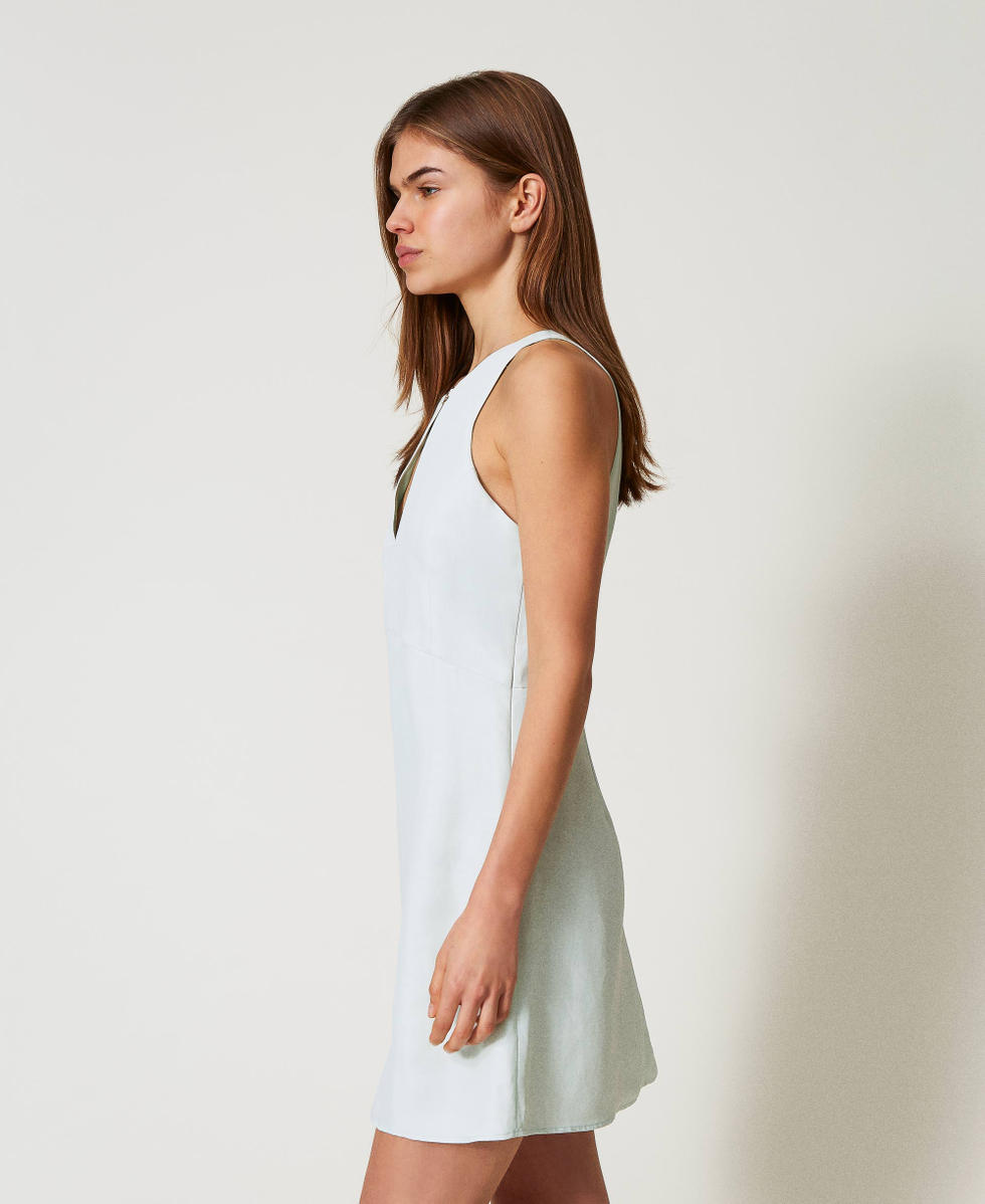 Robe courte en lin m&eacute;lang&eacute; Water Green Femme 251TT2305_12371_02