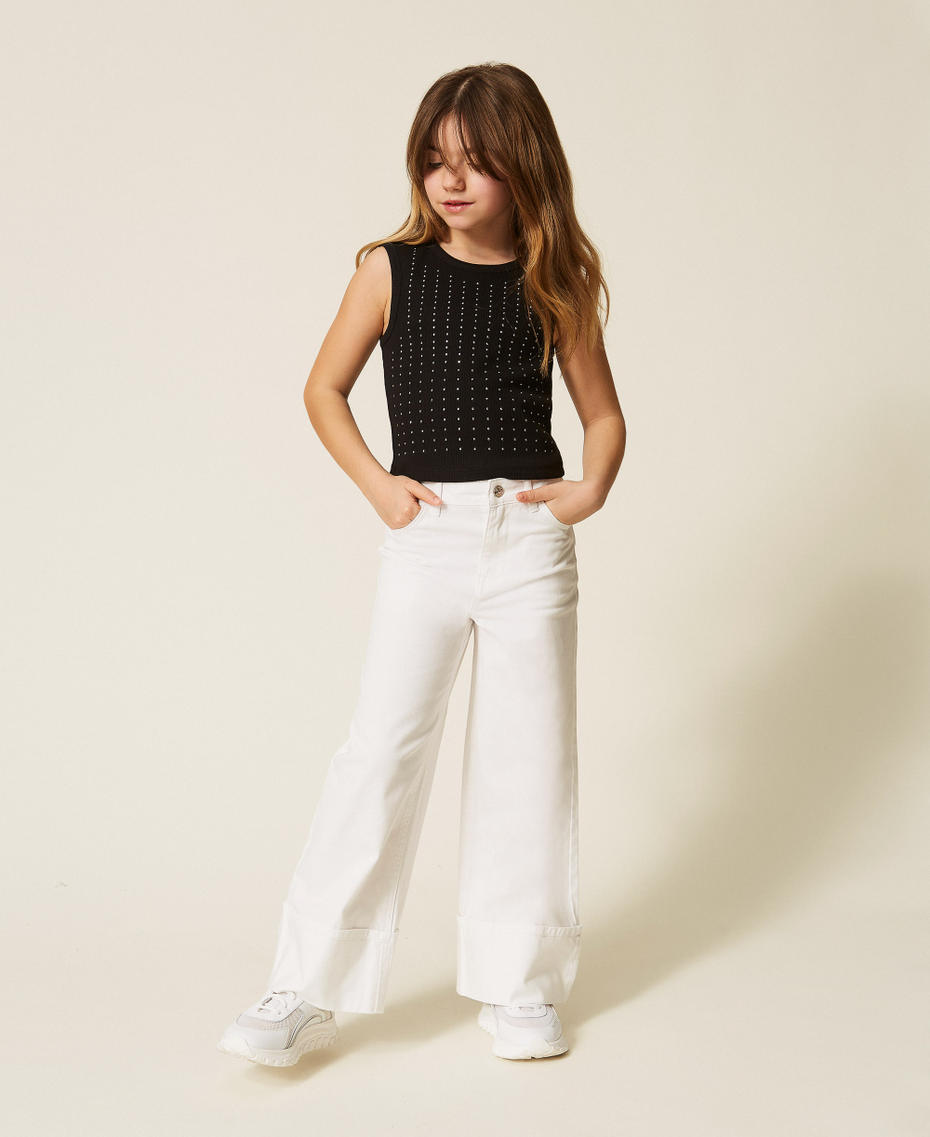 Ribbed top with studs Black Girl 261GJ2240_00006_01