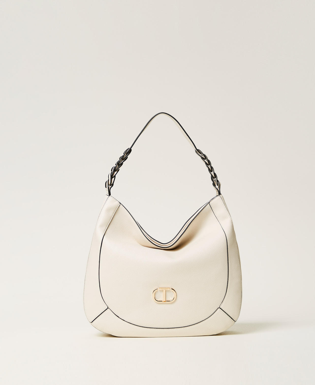 Hobo bag with weaving Woman, White | TWINSET Milano