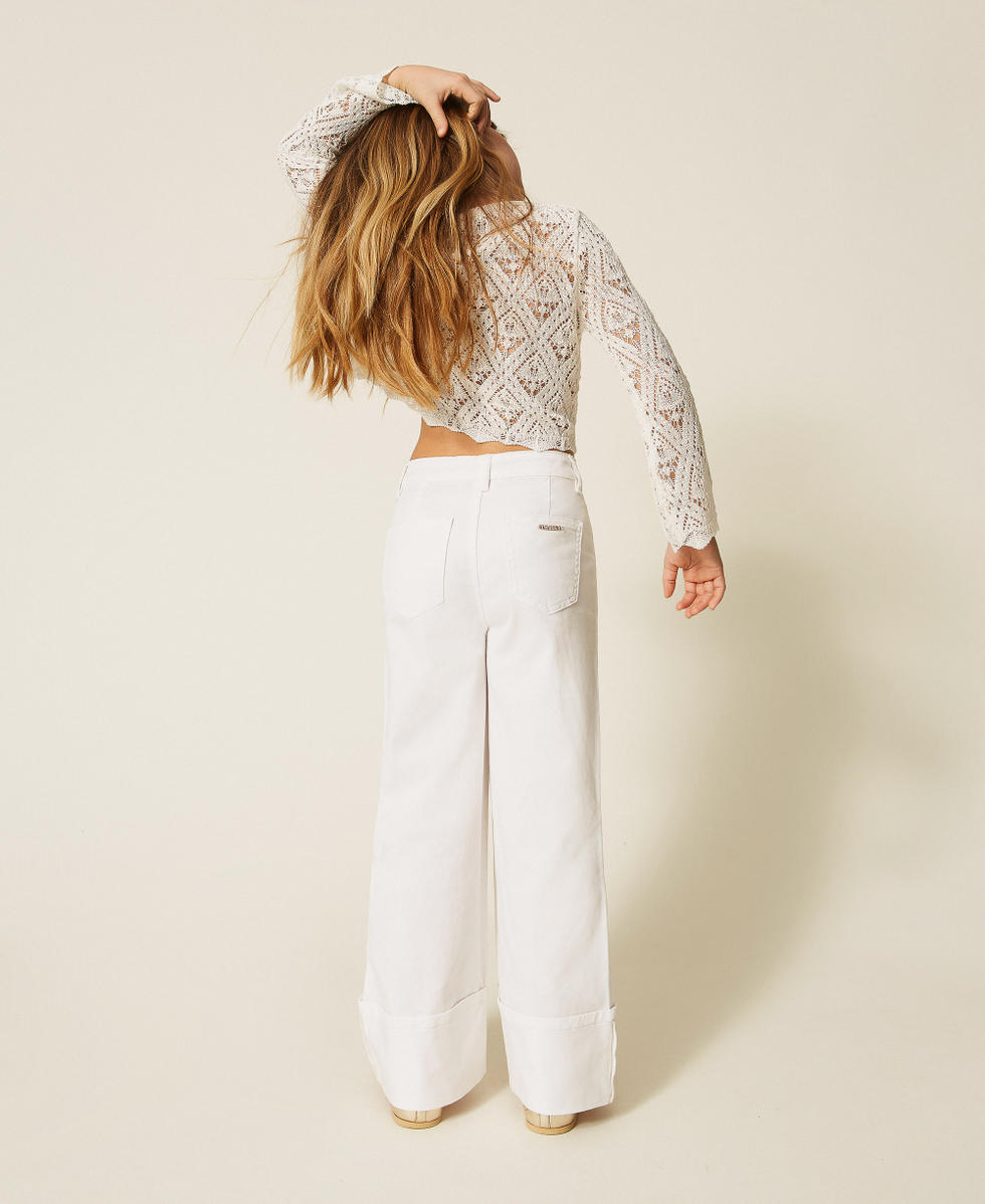 Pantaloni ampi in bull Off White Bambina 261GJ2101_00526_03