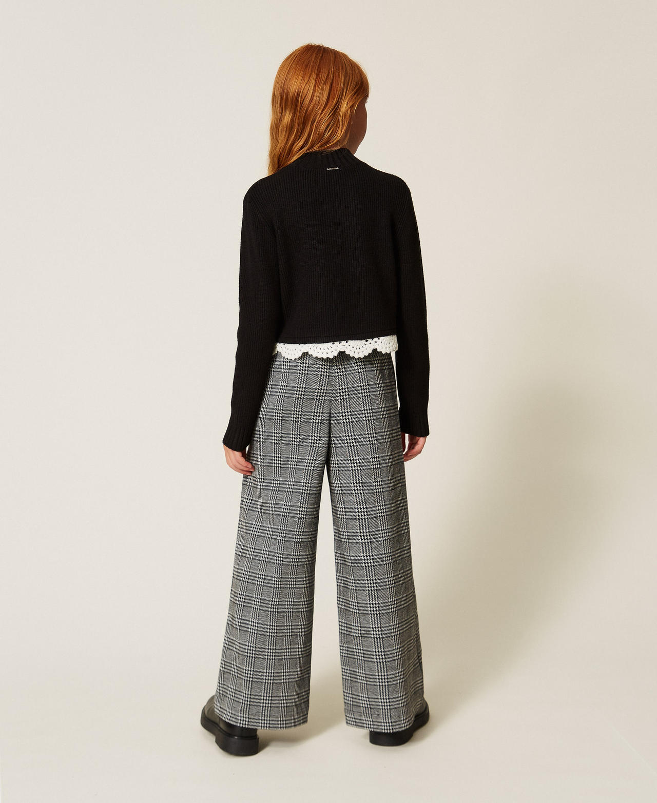 Pantalon palazzo en prince de Galles