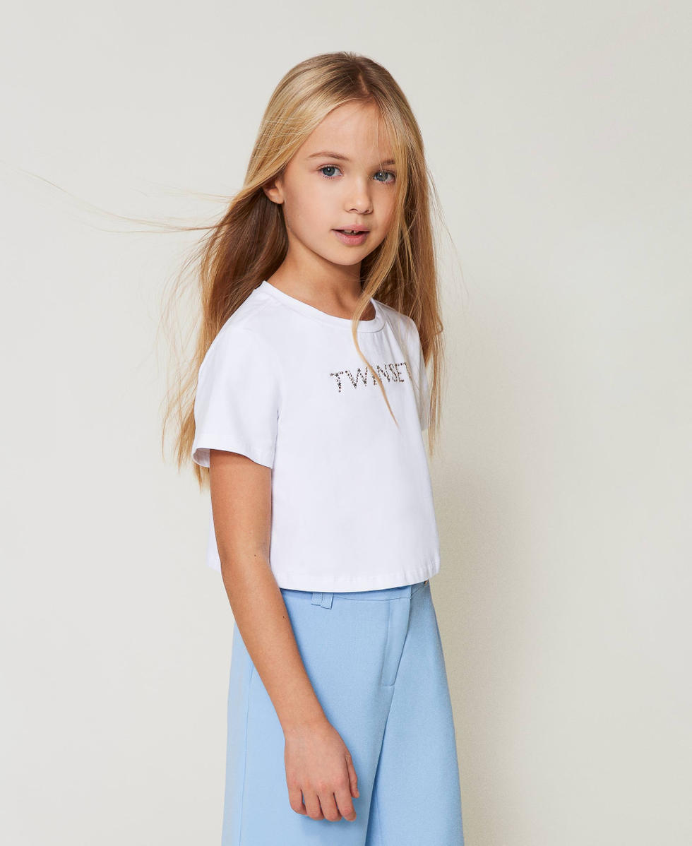 T-shirt cropped avec logo Blanc "Ice" Fille 251GJ2484_00808_02