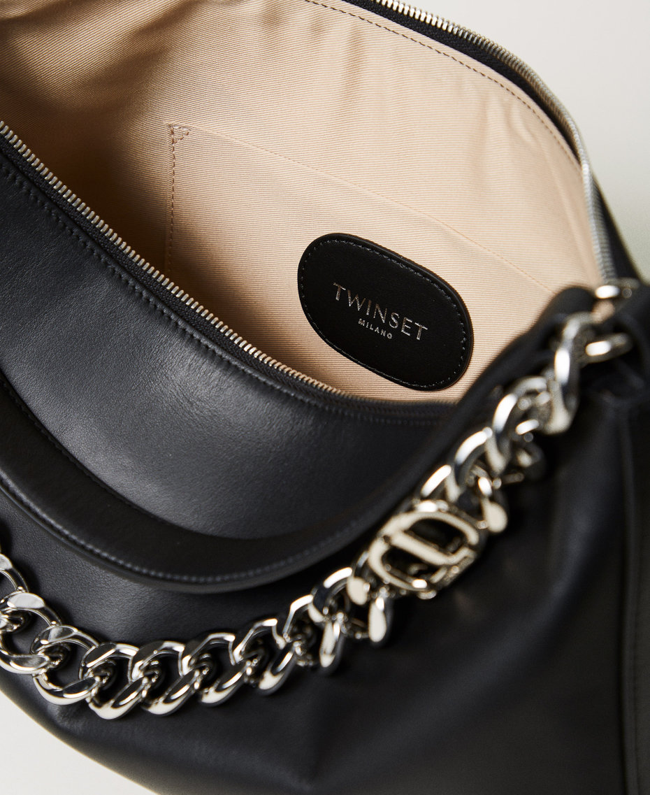 'Liliane' medium leather bag Black/Nickel Woman 999TB7010_12694_03