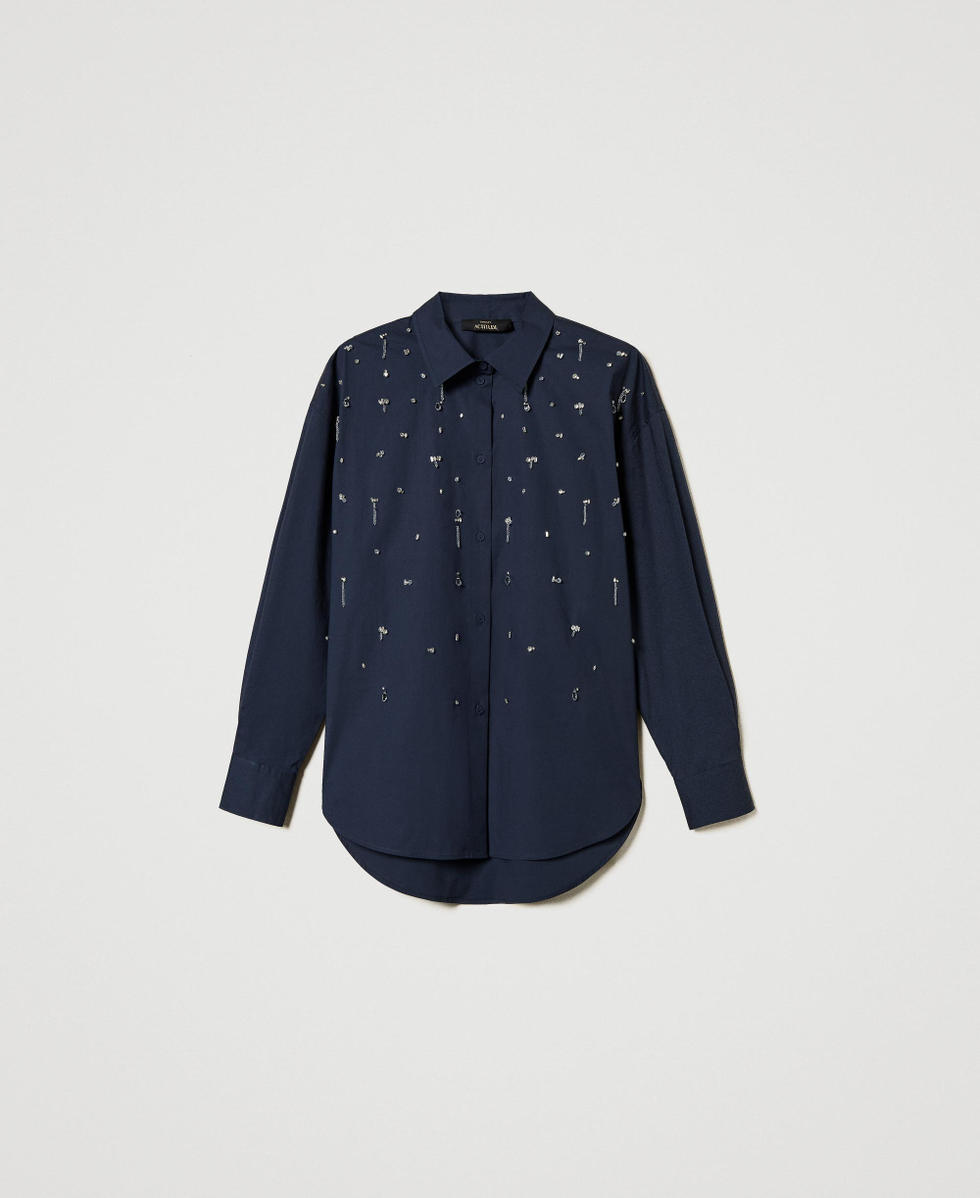Camisa con bordados a mano Deep Blue Mujer 251AP2291_03585_S0