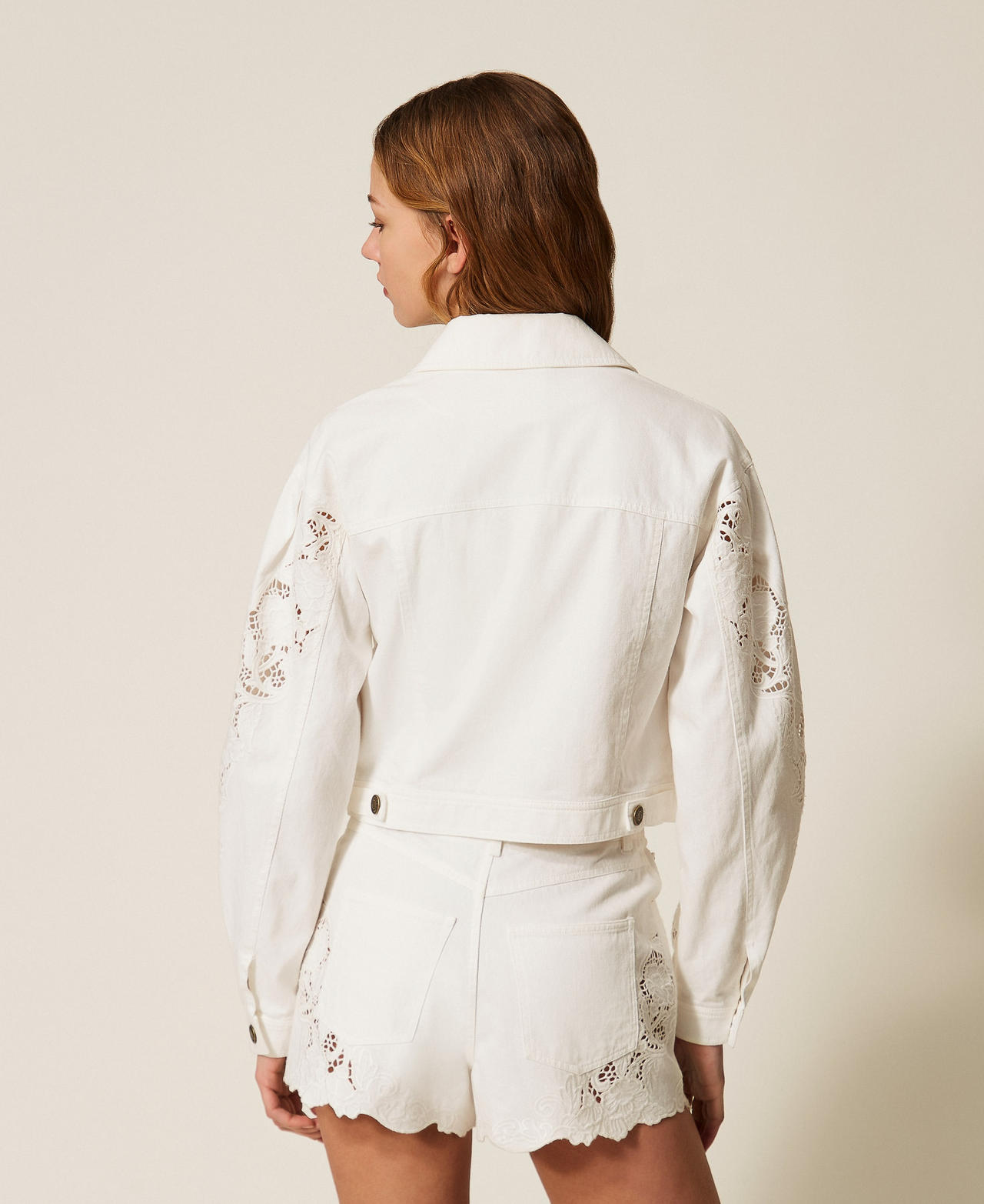 Bull denim jacket with embroidery White Snow Woman 261TT2460_00282_03