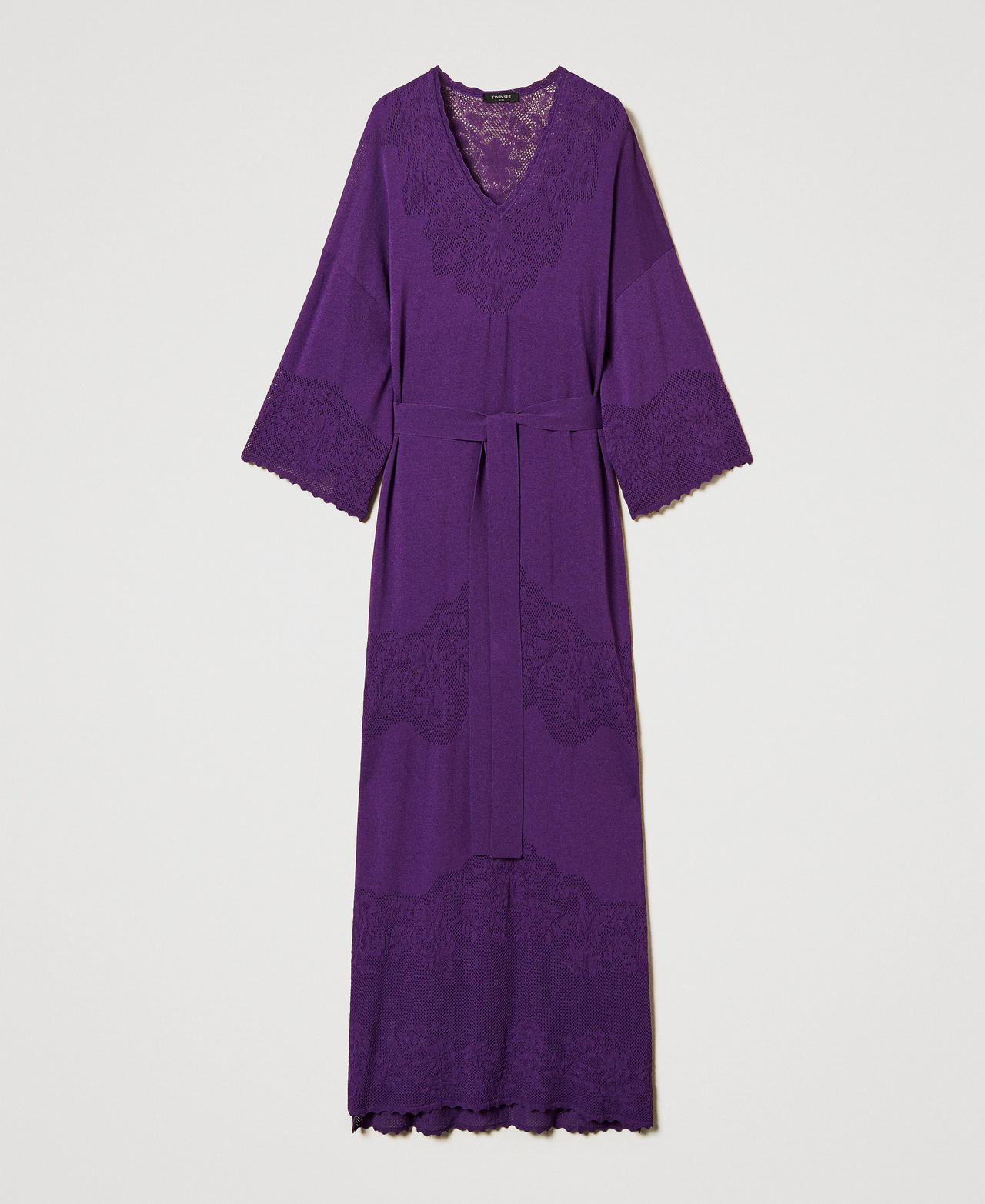 Long openwork knit dress "Black Dahlia" Purple Woman 251TS3210_00892_0S