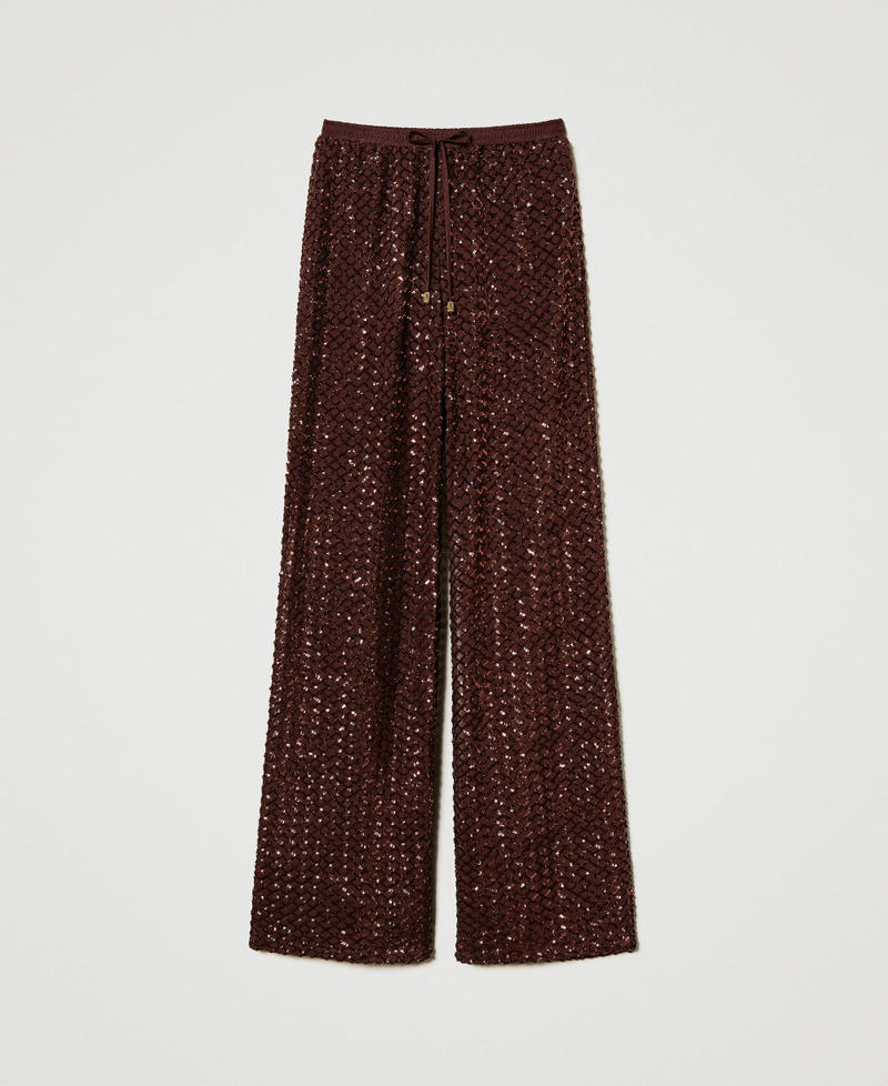 Tulle trousers with sequins Brown Stone Woman 251LB2QBB_12133_S0