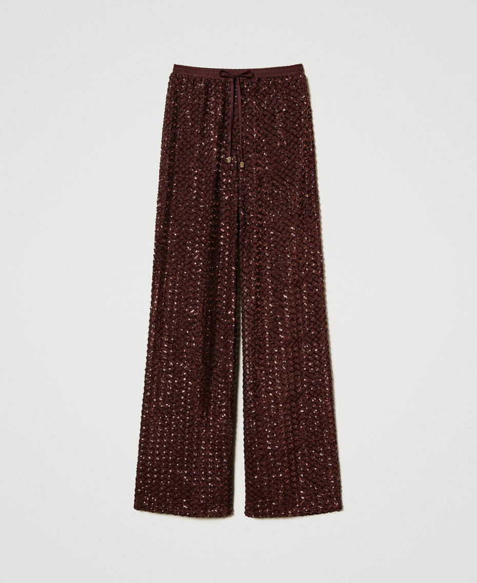 Tulle trousers with sequins Brown Stone Woman 251LB2QBB_12133_S0