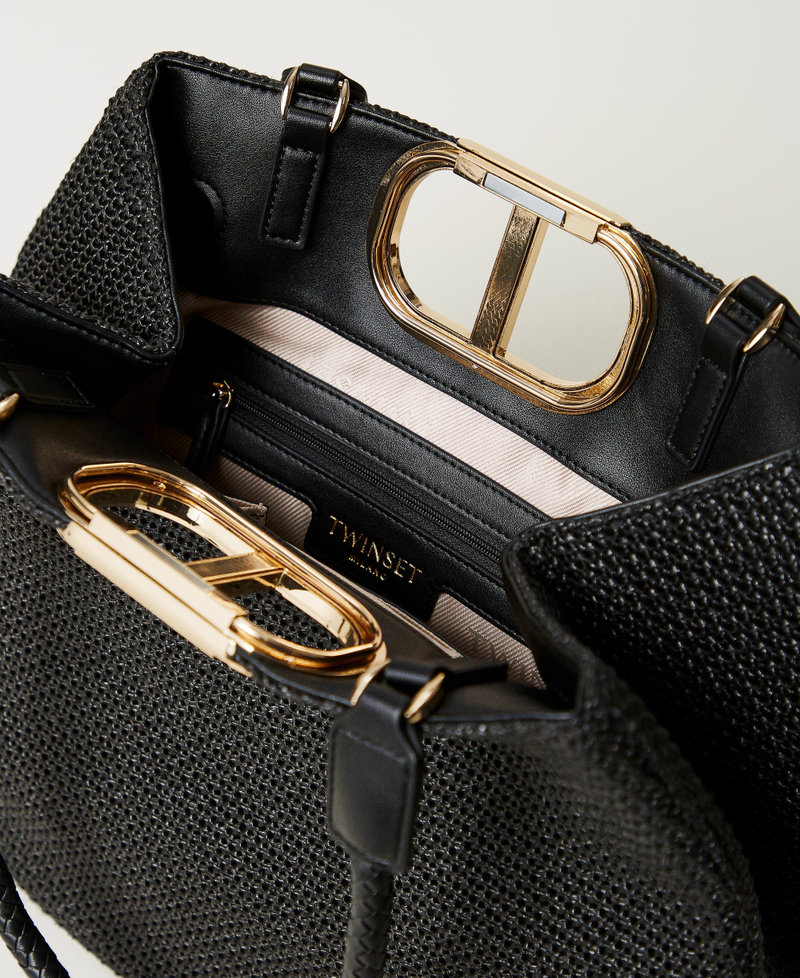 Borsa shopper 'Lila' effetto paglia intrecciata Nero Donna 251TB7240_00006_05