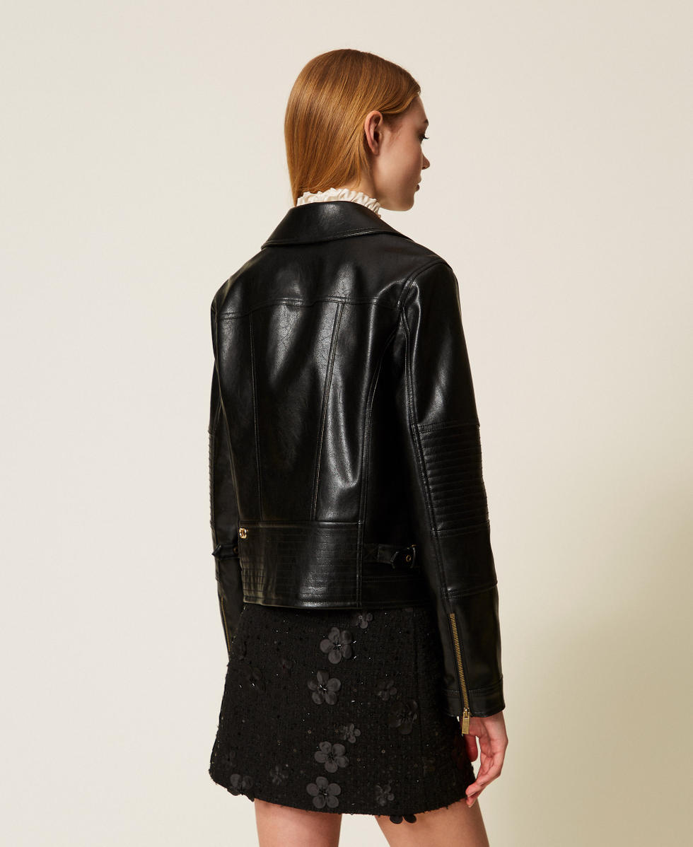Chaqueta biker de efecto piel Negro Mujer 252TP2710_00006_03