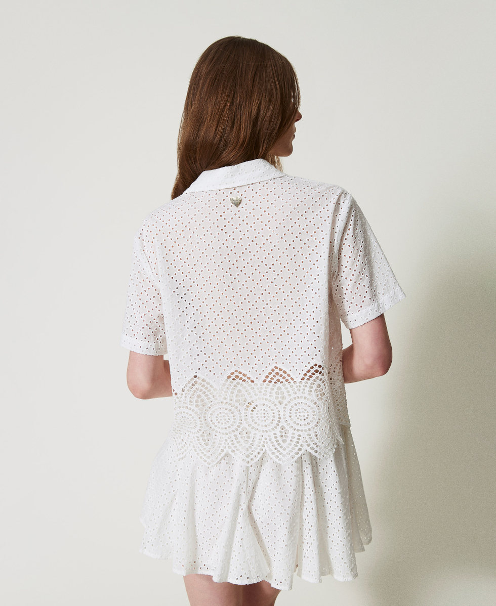 Camicia in sangallo e crochet Bianco Sugar Donna 251LM2VAA_00632_03