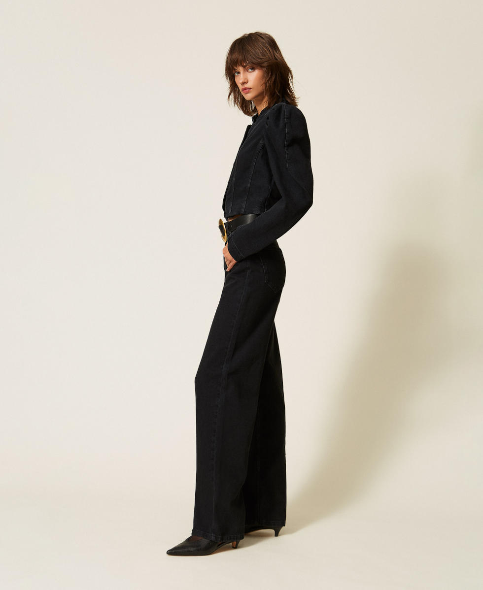 Wide-Leg-Jeans im Five-Pocket-Stil Denimschwarz Frau 262TP2521_01103_02