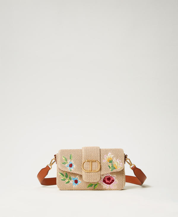 ‘Amie’ straw bag with embroidery