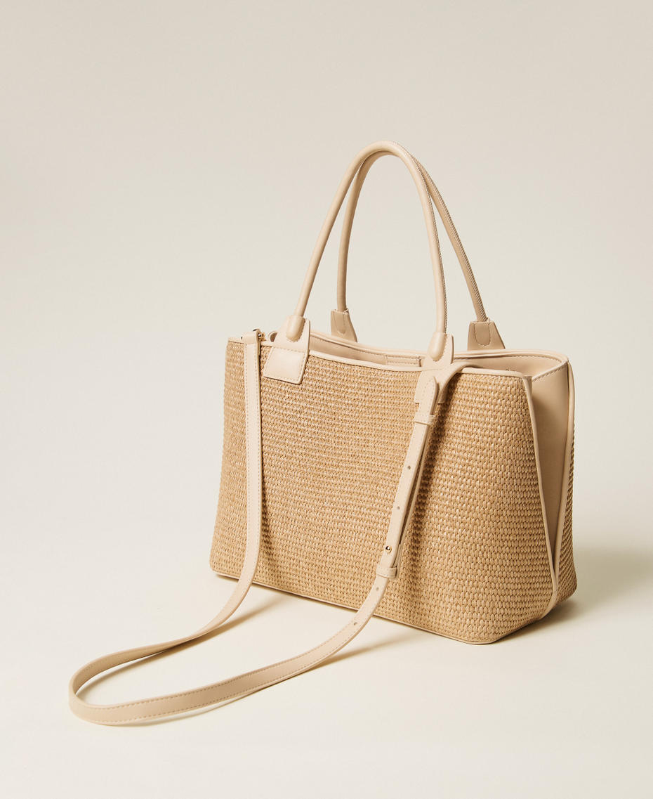 Raffia-effect shopper bag "Parchment" Beige Woman 261TB7070_07222_03