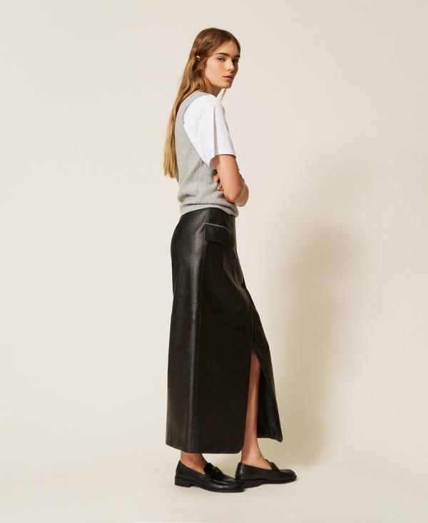 Long wrap-around skirt
