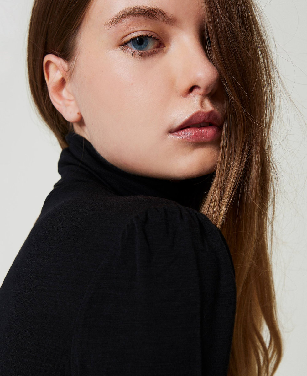 Slim fit turtleneck T-shirt Black Woman 242AT2240_00006_04