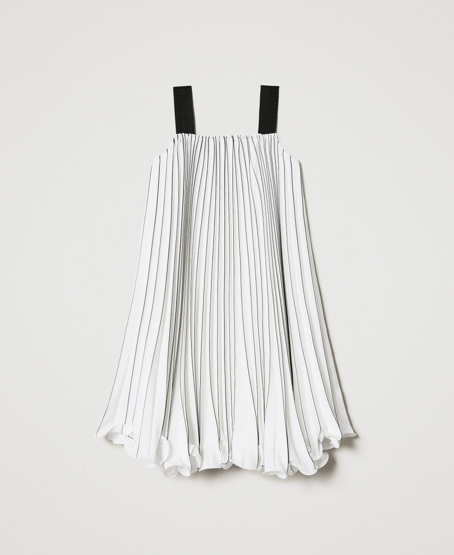Short pleated dress with print Bicolour "Ice" White / Black Girl 251GJ2QL0_02849_S1