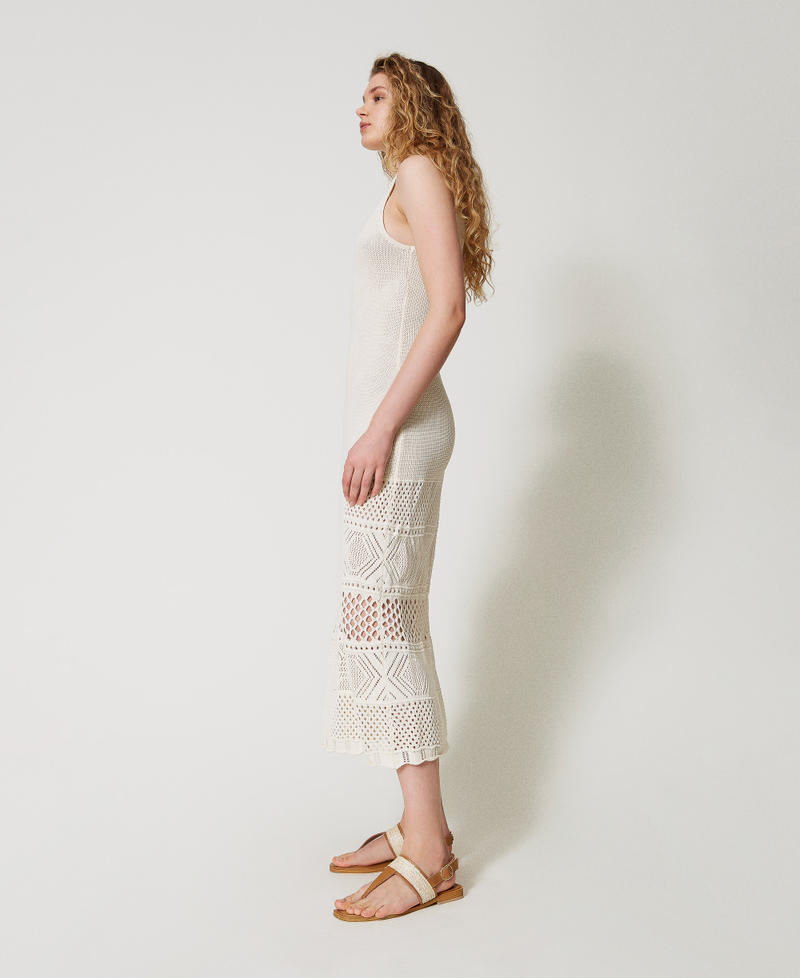 Abito lungo traforato in maglia Beige Donna 251LL3SBB_00003_02