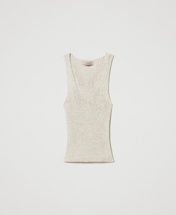 Linen blend knit top