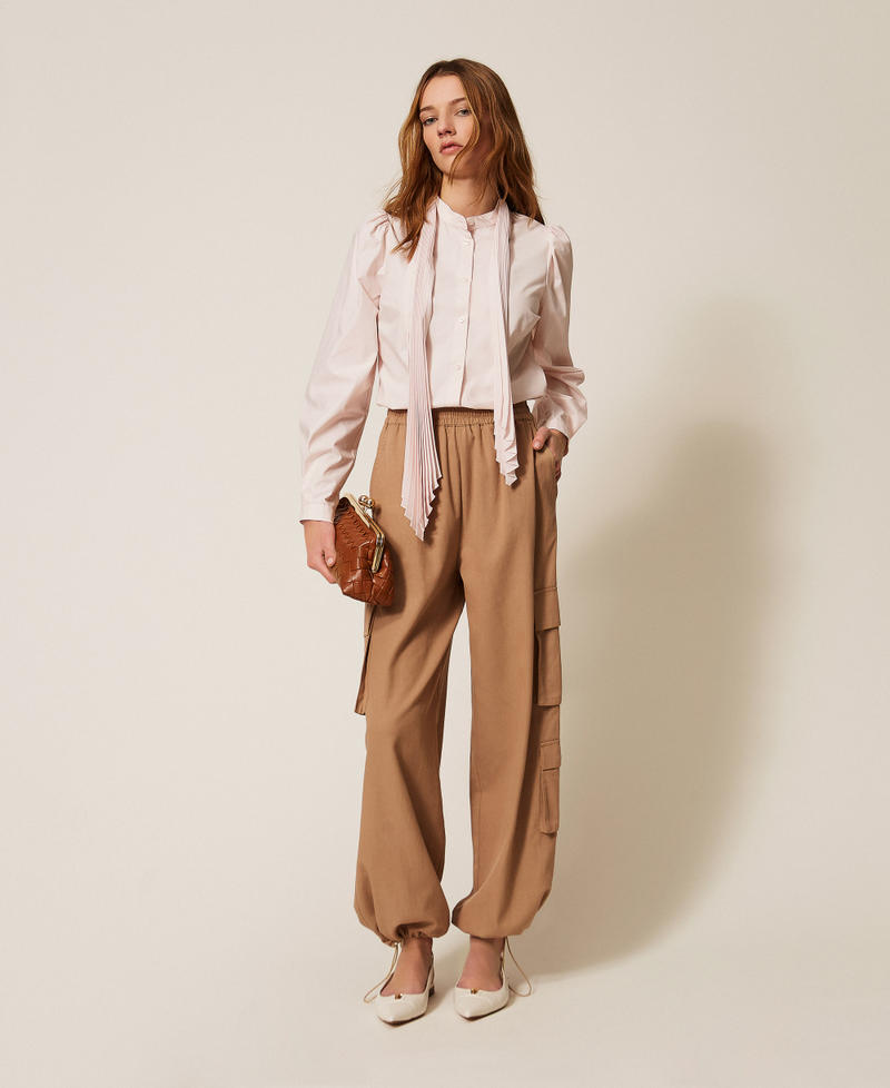 Pantaloni joggers in Lyocell e cotone Natural Beige Donna 261TE2070_12129_01