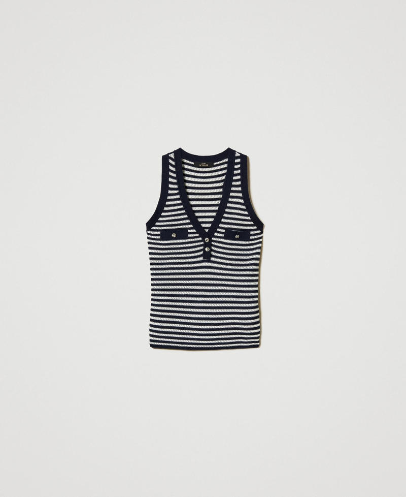 Top in maglia a righe lurex Bicolor Sugar / Deep Blue Donna 251AP3021_12174_0S