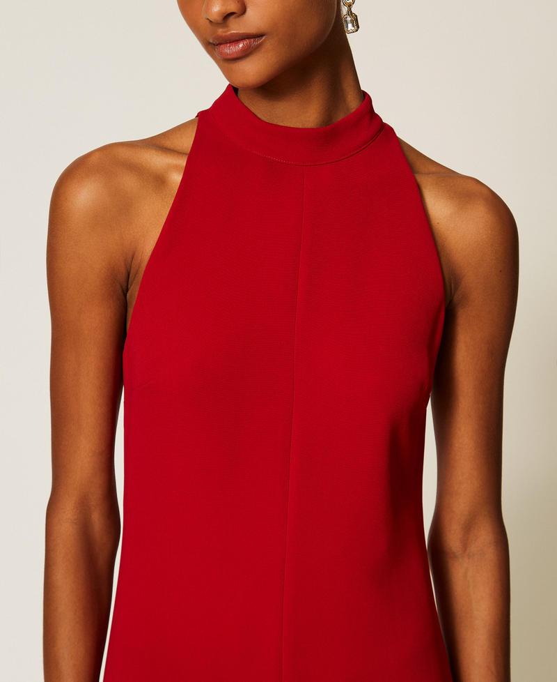 Langes Neckholder-Kleid aus Cr&ecirc;pe Bloody Mary Frau 262TT2260_13464_04