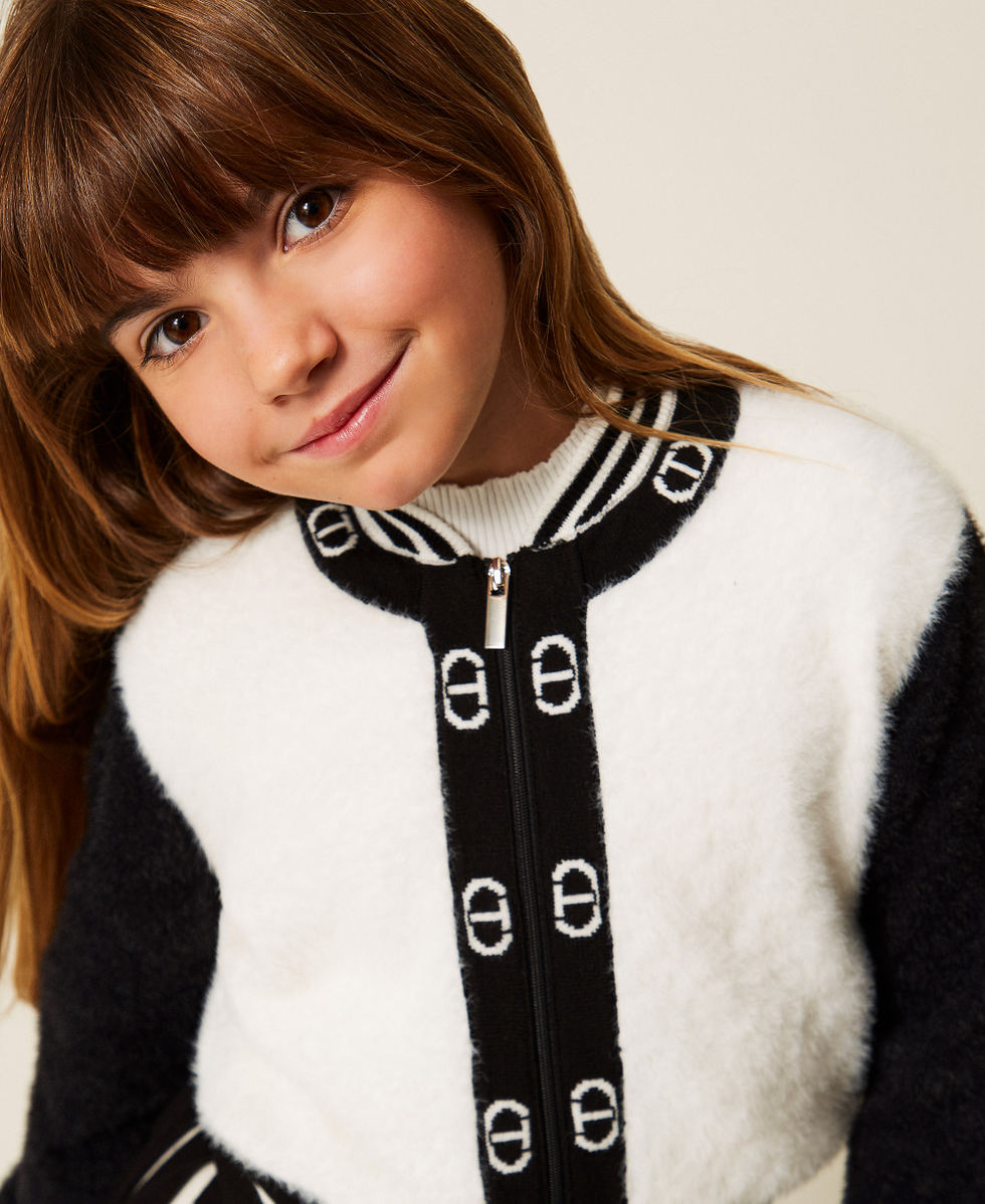 Girls' knit bomber jacket with Oval T