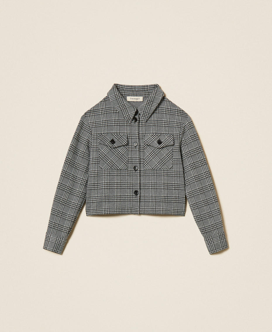 Glen plaid shirt "Snow" White/Black Glen Plaid Girl 262GJ2100_13817_S0