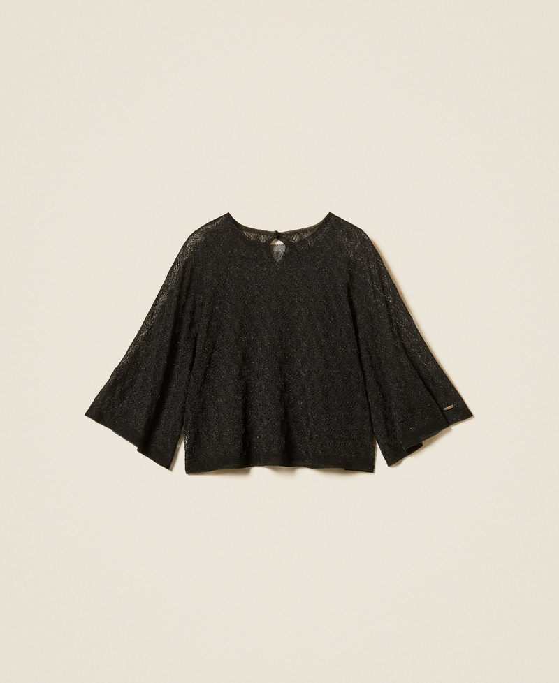 2-in-1-Cropped-Pullover Lurex Schwarz Frau 262TP3Q31_13597_S0