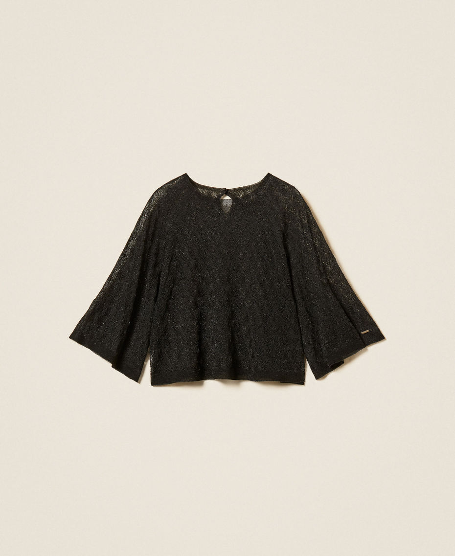 2-in-1-Cropped-Pullover Lurex Schwarz Frau 262TP3Q31_13597_S0