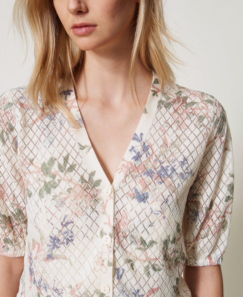 Cropped-Cardigan mit Blumendessin Multicolor Blumenprint Frau 251TT3320_12531_05