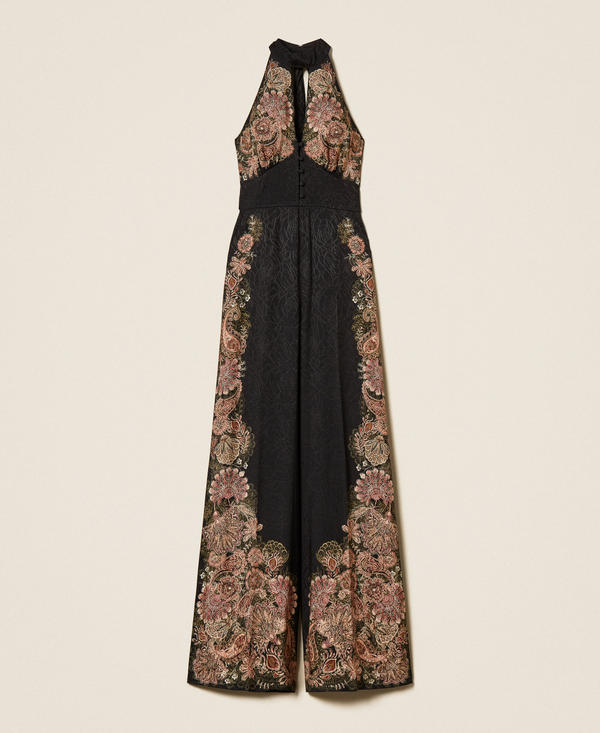 Long jacquard jumpsuit  with print
