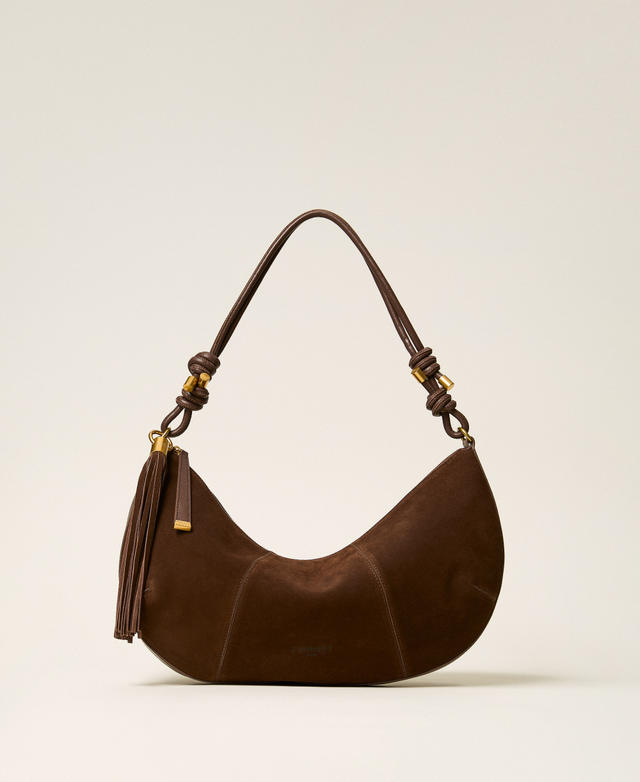Besace en en cuir velours avec pompon