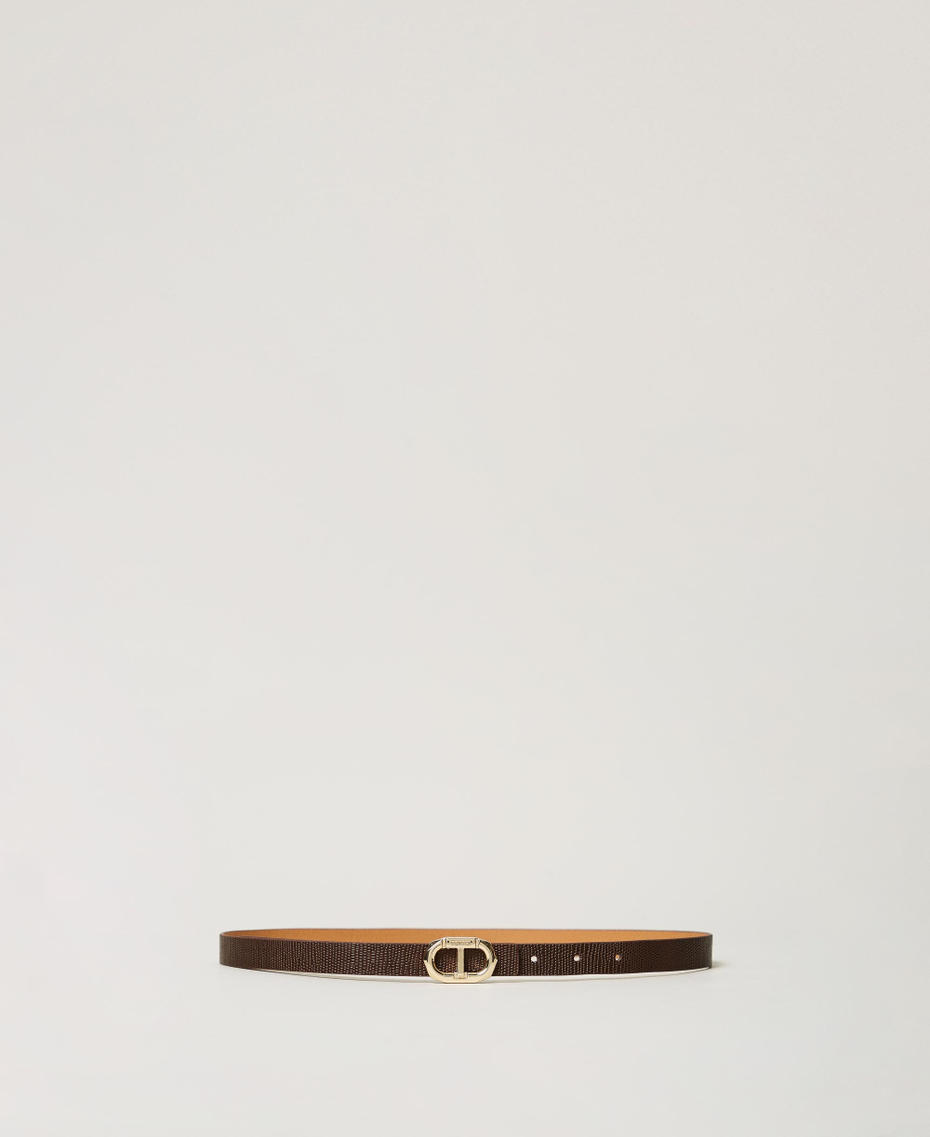 Thin leather belt Chocolate Lab Woman 251TO5052_10780_01