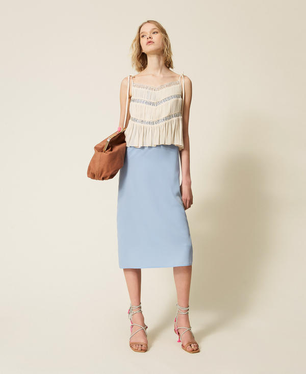 MYFO midi dress with lace and pleats