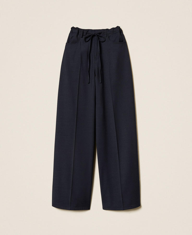 Wide wool blend trousers Classic Blue Woman 252TT212A_11956_S0