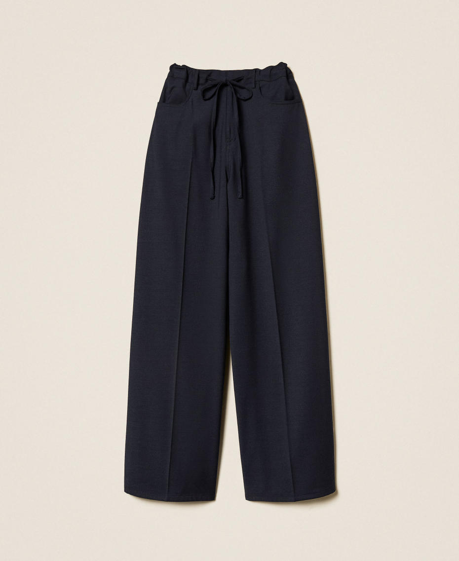 Wide wool blend trousers Classic Blue Woman 252TT212A_11956_S0