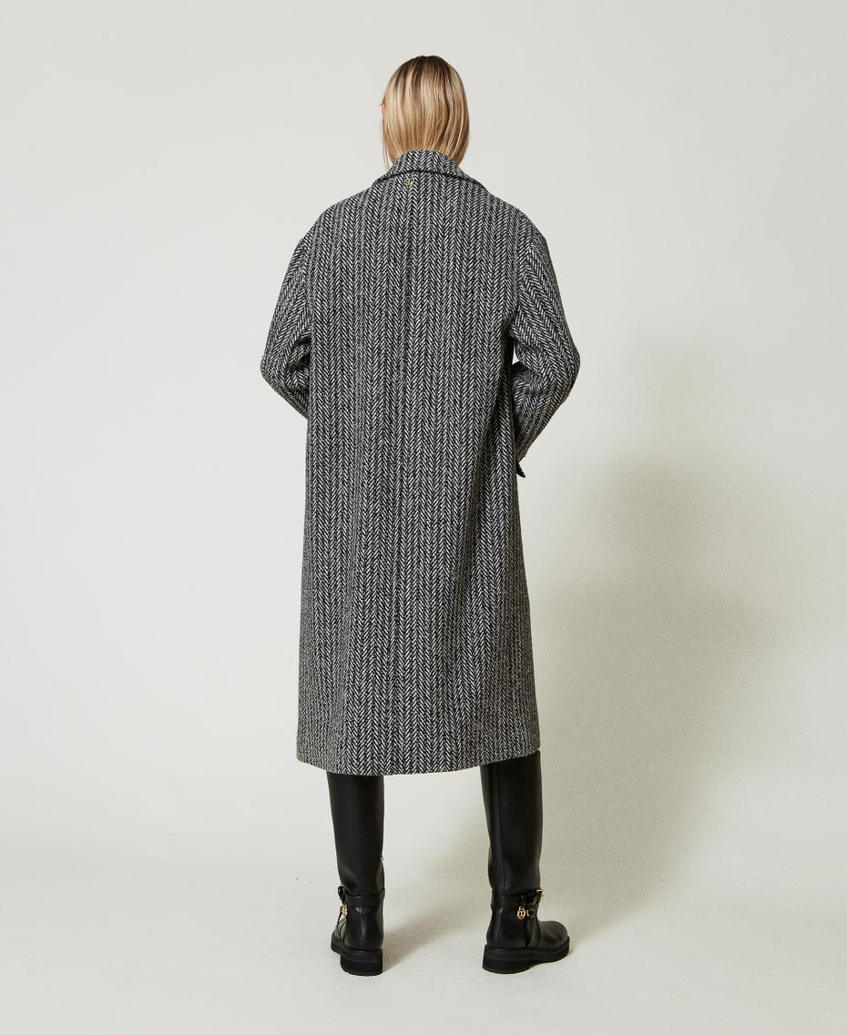 Pinstripe wool blend coat